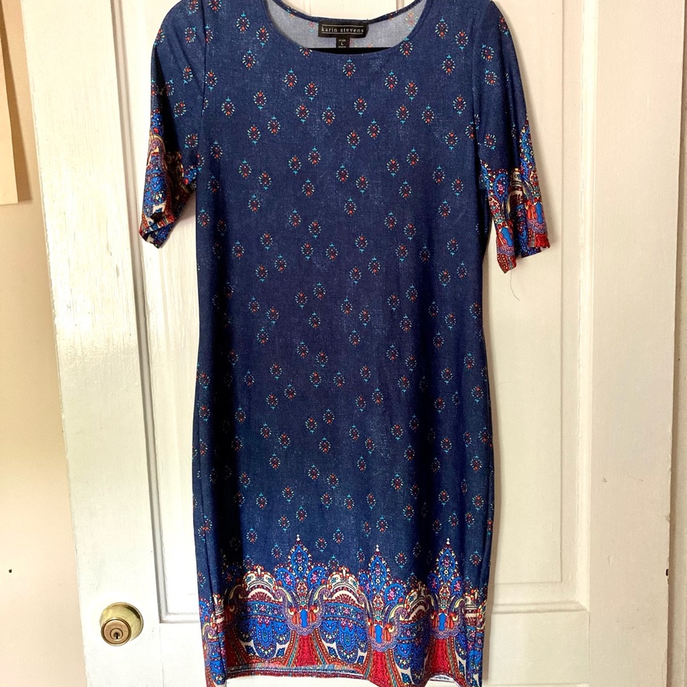 Blue Moroccan patterned dress